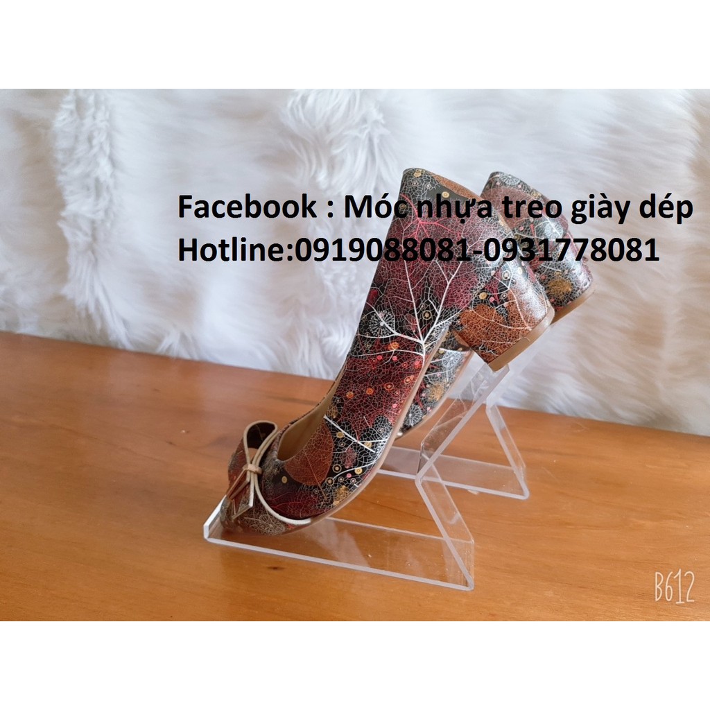 Combo 20 đế mica trưng bày giày dép- đế kê giày dép màu trắng trong