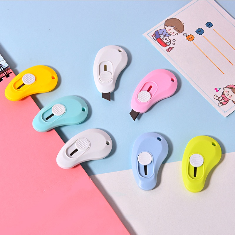 Hoạt Hình Dao Cắt Giấy Mini Màu Trơn Tiện Dụng Cho Học Sinh