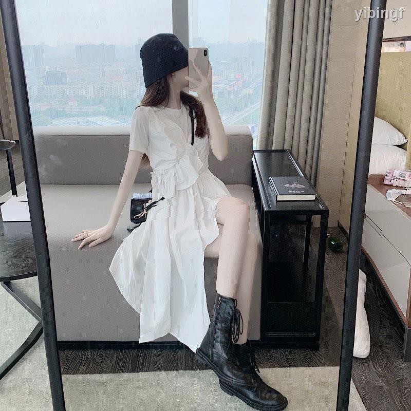 Đầm Trắng Phối Bèo Thiết Kế Lệch Tà Xinh Xắn Cho Nữ | BigBuy360 - bigbuy360.vn