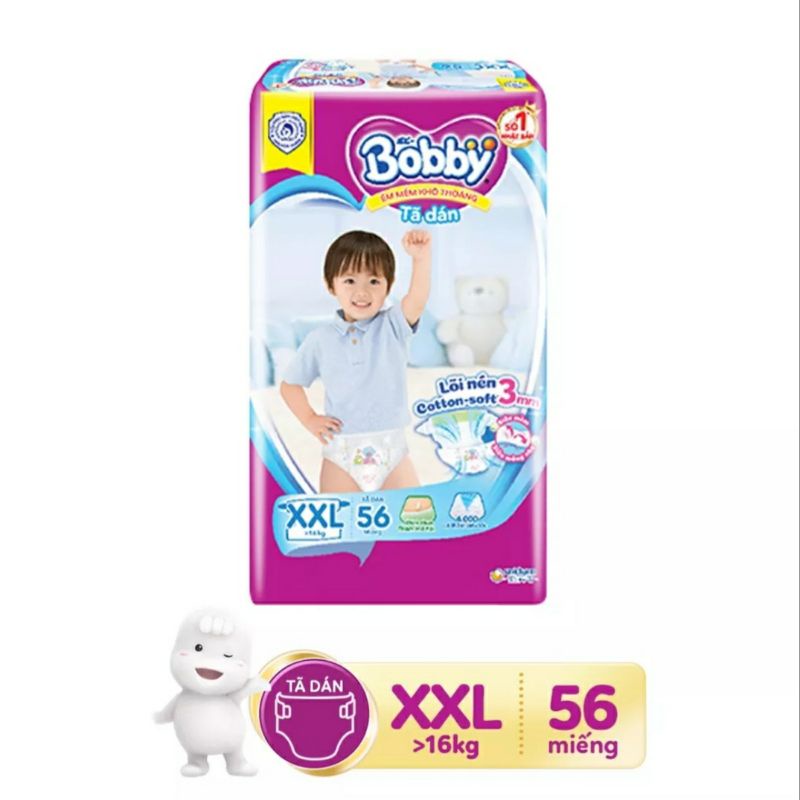 《HCM》Tã / Bỉm dán Bobby siêu mỏng : S54+6 / S80+4 / M46+6 / M76+6 / M76 / L40+6 / L68+6 / XL62 / XXL56