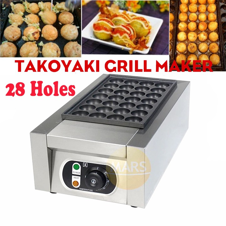 Máy làm bánh bạch tuộc, bánh takoyaki công nghiệp 28 lỗ