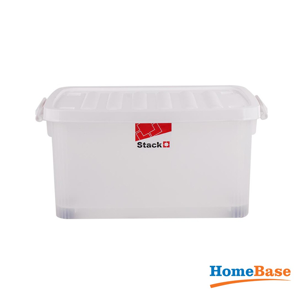 HomeBase STACKO Thùng nhựa đựng đồ đa năng có nắp đậy và khóa hai bên Thái Lan 42L W55xD39xH28 Cm Trắng trong