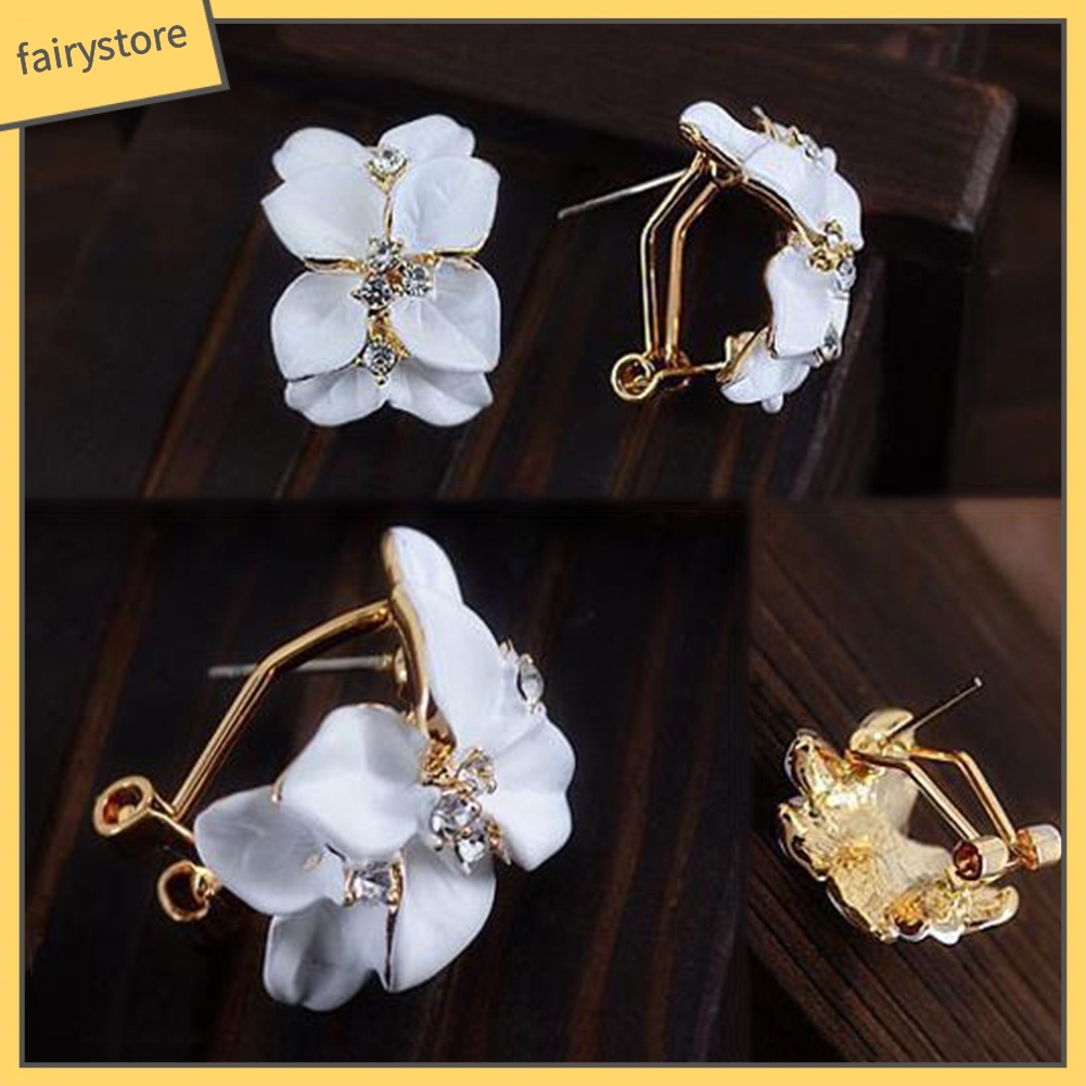 Bông Tai Hình Hoa Đính Đá Dễ Thương