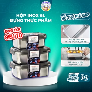 Hộp Inox Đựng Thực Phẩm Tủ Lạnh BCT Dung Tích Siêu Lớn Nắp Có Gioăng Cao Su Siêu Kín Dễ Dàng Đựng Rau Củ Trong Tủ Lạnh