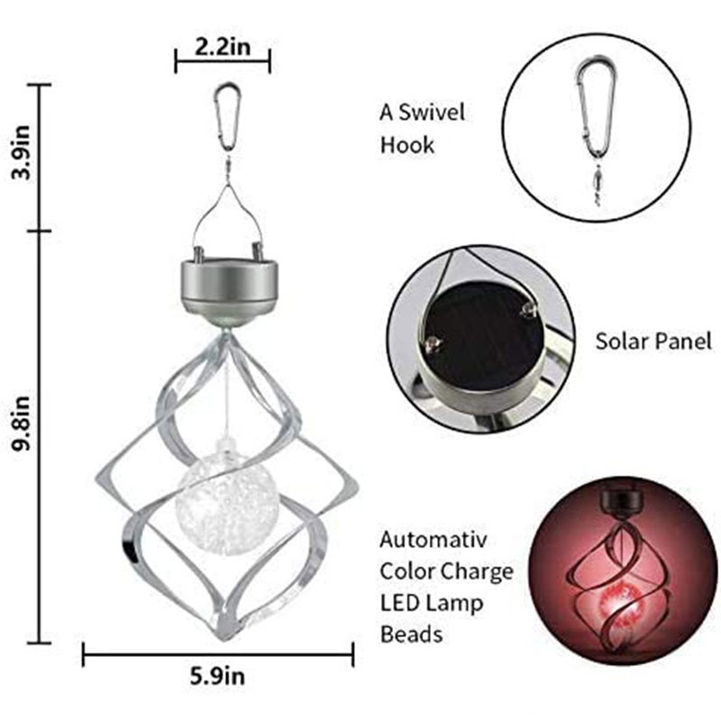 Chuông Gió Có Đèn LED Thay Đổi Màu Sắc Sử Dụng Năng Lượng Mặt Trời Trang Trí Sân Vườn