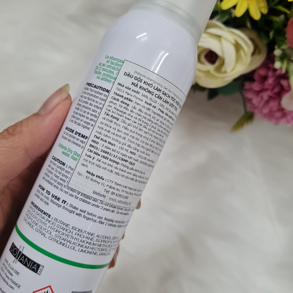 (Date 2024, nhập khẩu) Dầu gội khô cao cấp Dollania 150ml