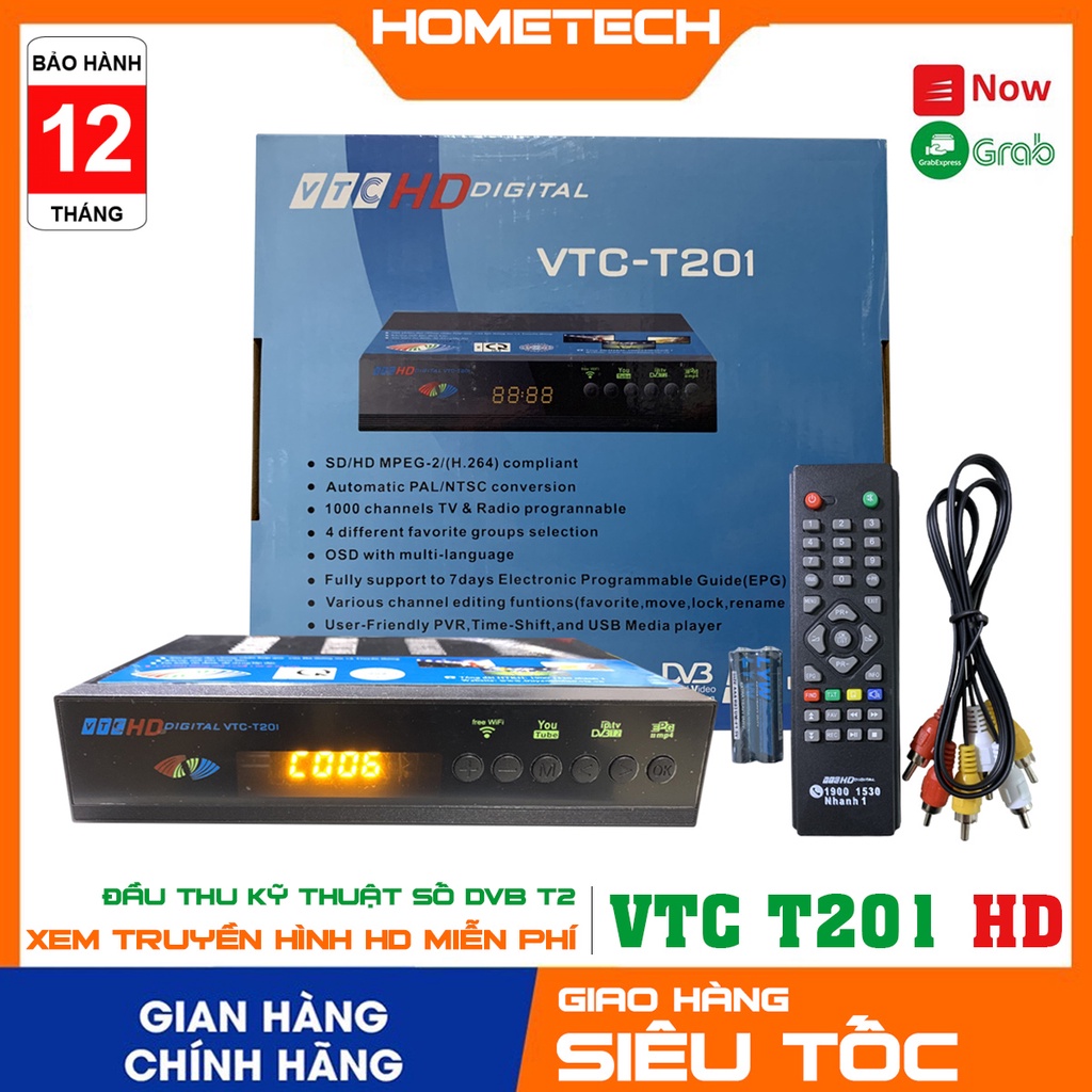 Đầu thu Kỹ thuật số DVB T2 VTC T201 HD, xem truyền hình và Youtobe miễn phí trọn đời - Home Tech