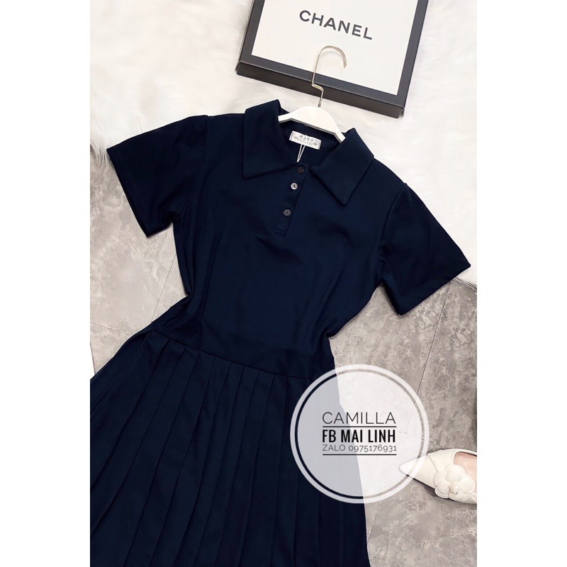 ⚡️POLO LY CHÂN⚡️Đầm polo màu xanh than xếp ly chân | BigBuy360 - bigbuy360.vn
