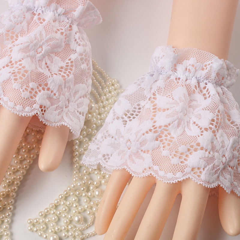 Vỏ Bọc Cổ Tay Áo Giả Ren Một Lớp Co Giãn Họa Tiết Hoa Có Thể Tháo Rời