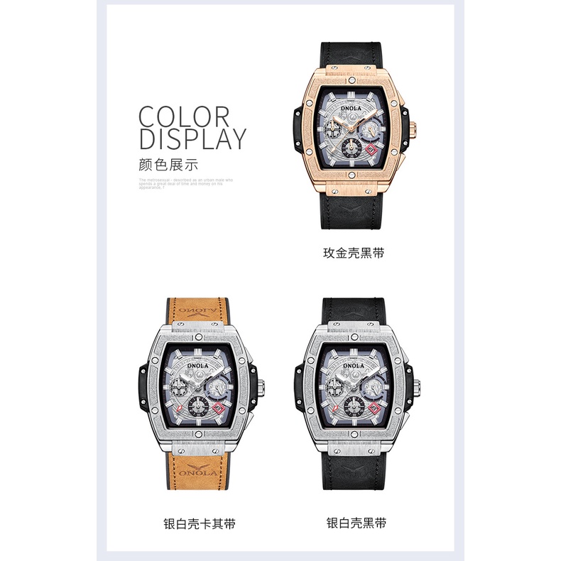 Hàng Mới Về Đồng Hồ quartz onola6825 Dây Da Thật Đa Năng Chống Thấm Nước Cho Nam