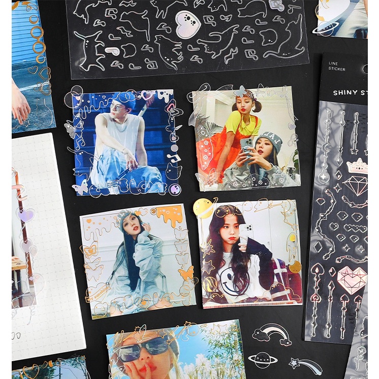 Sticker mạ vàng hình dán Shiny trang trí bullet journal và toploader | BST115