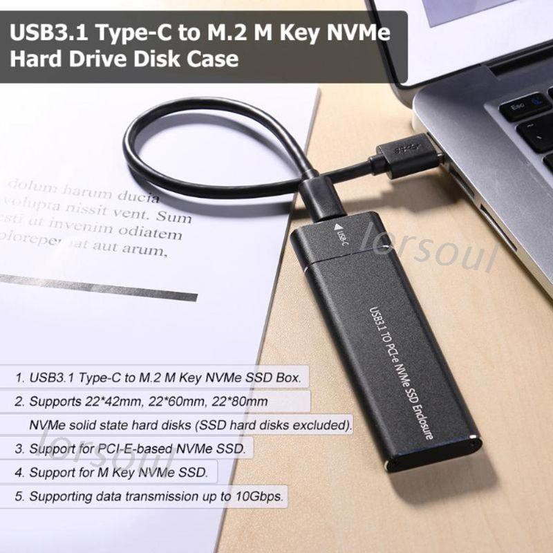 Vỏ Ổ Cứng Ssd 10gbps M2 Ssd 2280 Usb3.1 Type-C Sang M.2 M