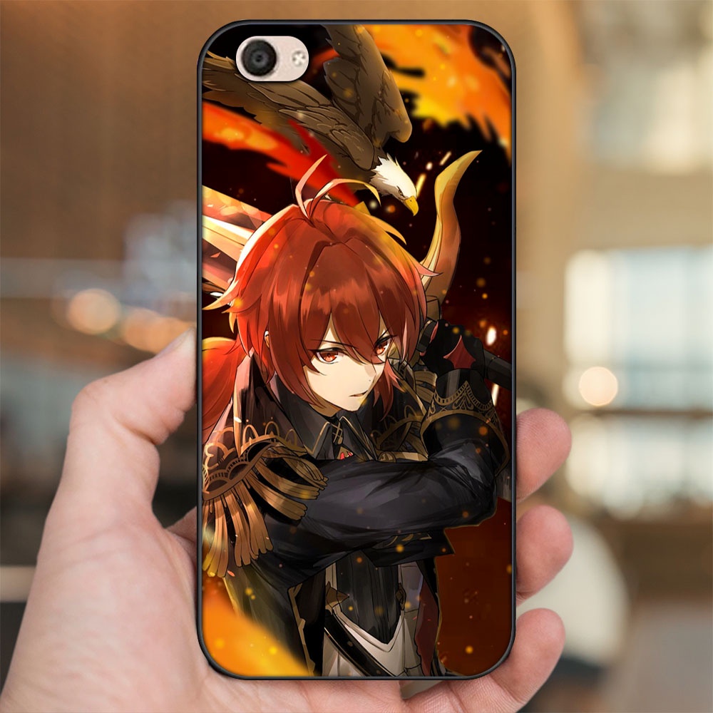 Ốp lưng Vivo V5, V5 Plus viền đen in hình Diluc Genshin Impact