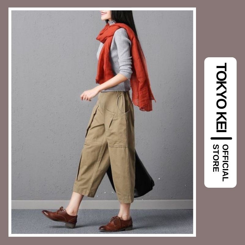Quần Baggy Ống Rộng TOKYO KEI 💖FREESHIP💖 Quần Jogger Túi Hộp Dáng Rộng Màu Nâu Đen, Đủ Size S M L TQH63 | BigBuy360 - bigbuy360.vn