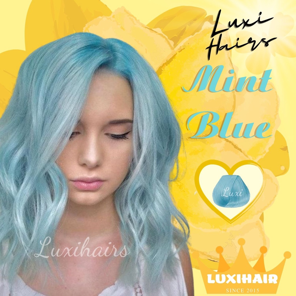 Thuốc Nhuộm Tóc Màu MINT BLUE Tặng Kèm Oxi Găng Tay Mũ Trùm Đầu - Luxihair