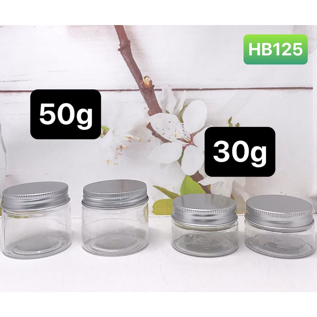 HỦ NHỰA NẮP NHÔM- HỦ NHỰA PET trong suốt 30gr 50gr 100gr 200gr 250gr  300gr 500g