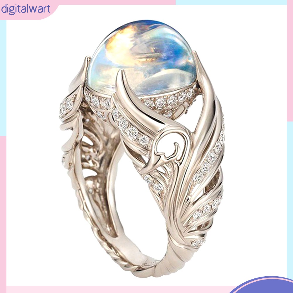 Nhẫn Đính Đá Mặt Trăng Nhân Tạo Thời Trang Dành Cho Nữ