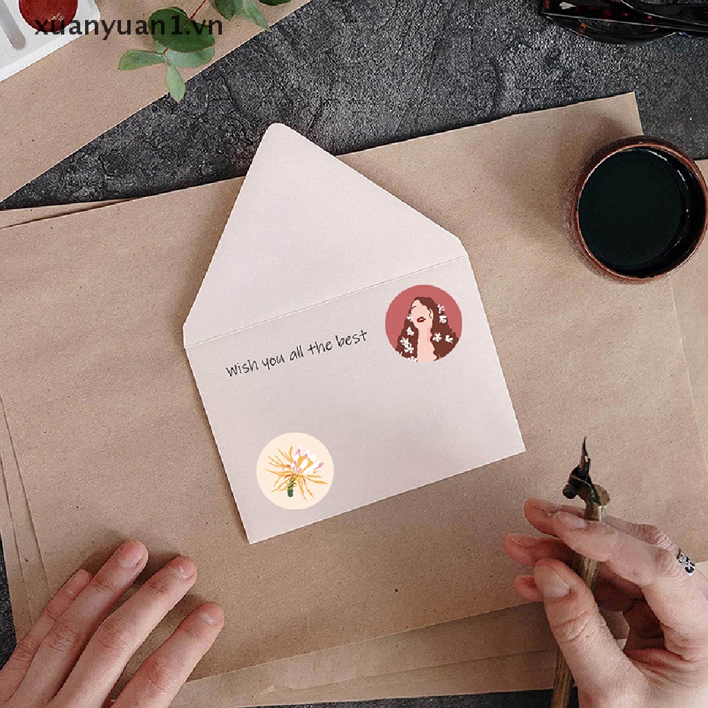 Cuộn 500 Miếng Dán Hình Tròn In Chữ Thank You Nhiều Màu Sắc Dùng Trang Trí Đồ Thủ Công