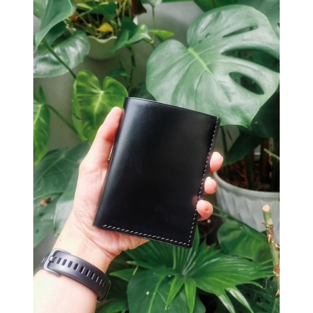VÍ ĐỨNG ĐEN NGĂN KÍNH - Da Bò Thật 100%