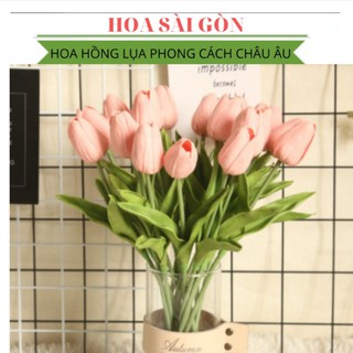 Hoa Tulip Giả Lụa Giống thật 99% Hàng Cao Cấp