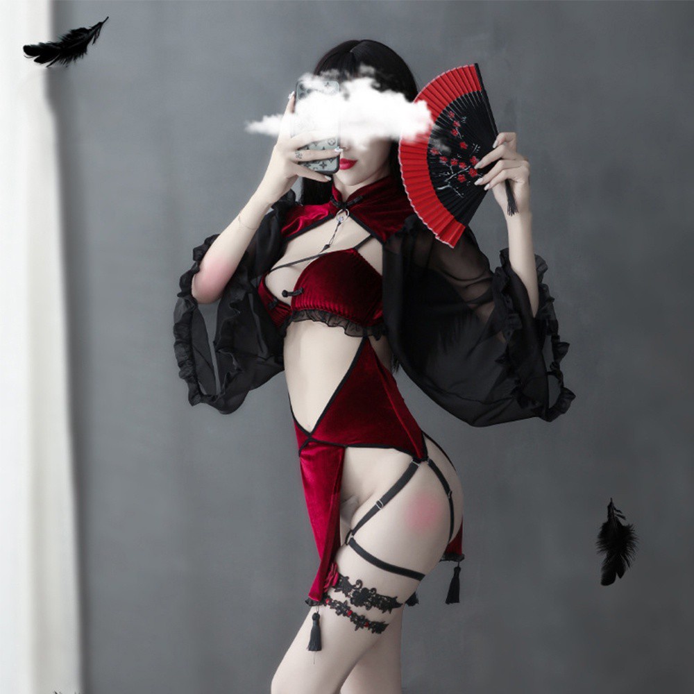 Bộ Đồ Ngủ Kiểu Sườn Xám Cổ Điển Bằng Lụa Quyến Rũ Cho Nữ