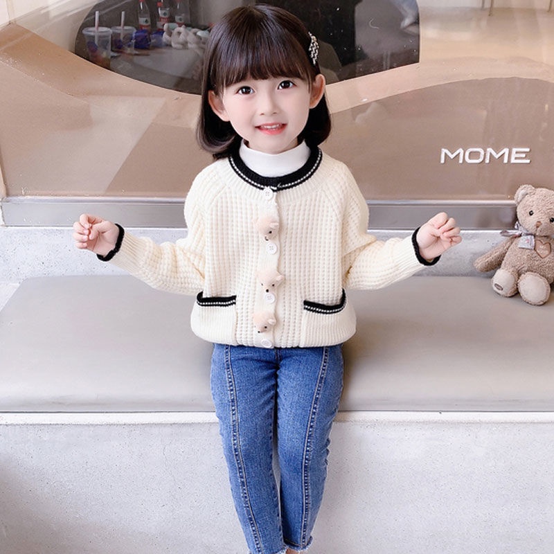 Áo Khoác Len Cardigan Phong Cách Hàn Quốc Thời Trang Mùa Thu Cho Bé Gái