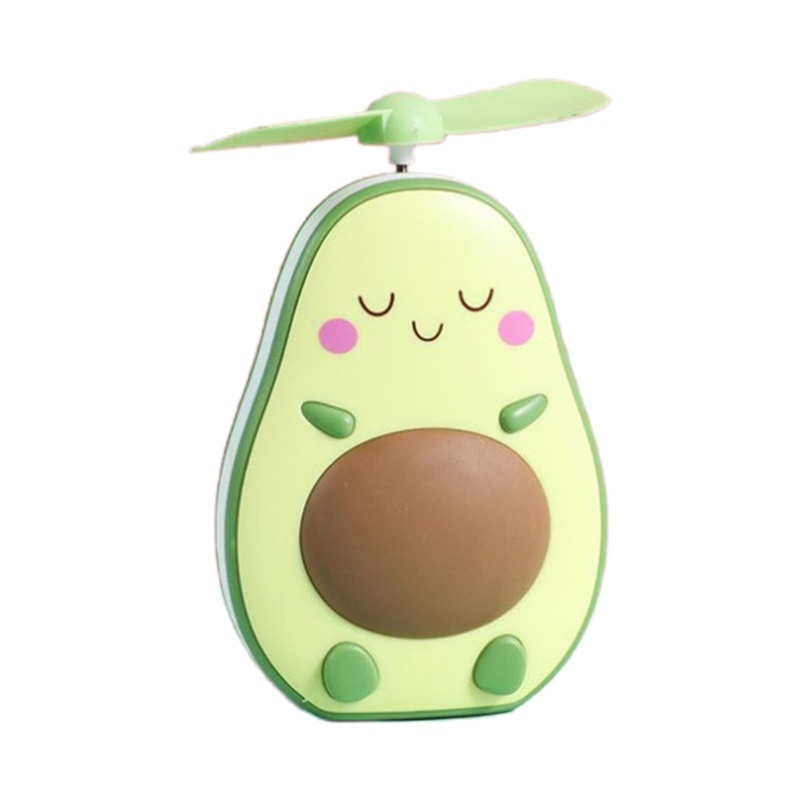 Quạt cầm tay mini hình quả bơ tích hợp gương và đèn sạc USB tiện dụng