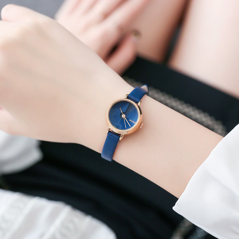 Đồng Hồ Nữ JA-979D Julius Hàn Quốc Dây Da (Xanh)