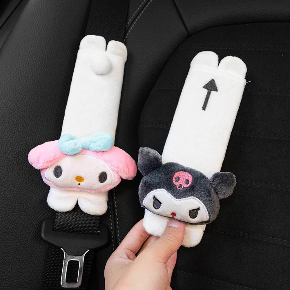 Gối Tựa Cổ Gắn Dây Đai An Toàn Xe Hơi Hình Kuromi Melody Nhồi Bông Dễ Thương