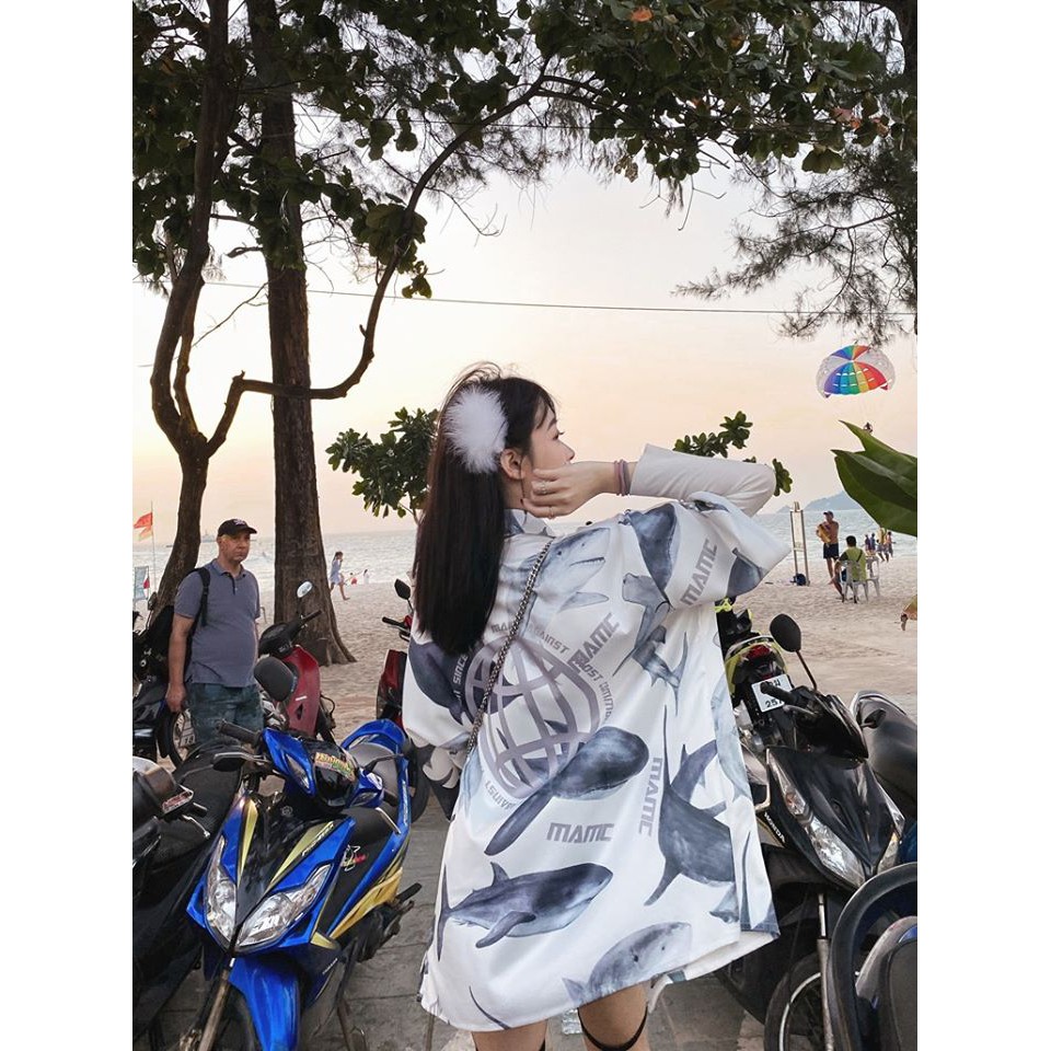 [Mã WASKT410K giảm 10K đơn 50K] [SIÊU NGẦU] Áo sơ mi CÁ MẬP phom to tay lỡ unisex cực ngầu sẵn kho (Sỉ từ 5sp bất kì) | BigBuy360 - bigbuy360.vn