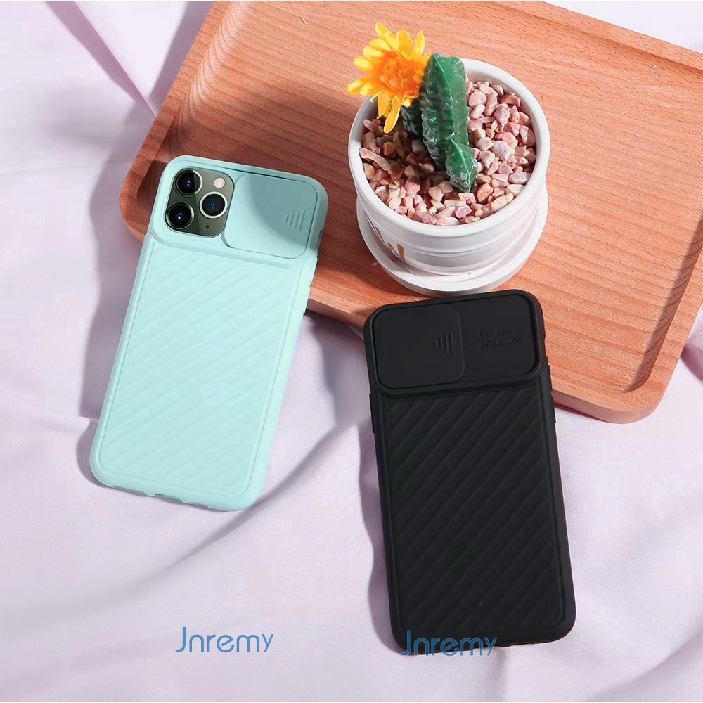 Ốp điện thoại silicone có nắp trượt bảo vệ camera cho IPHONE 11/PRO/PRO MAX XR XS MAX 7 8 PLUS