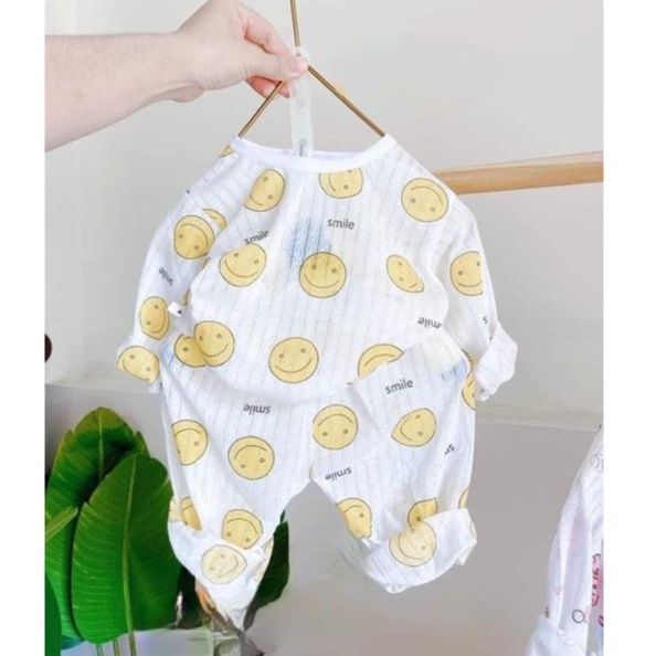 Combo 5 bộ cotton giấy dài tay cho bé trai bé gái trẻ sơ sinh từ 3-15kg giao mầu ngẫu nhiên - KIMI-SHOP DT01