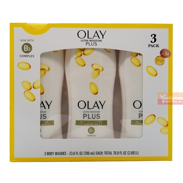 Set 3 Chai Sữa tắm dưỡng da Olay Ultra Moisture Plus Shea Butter 700ml