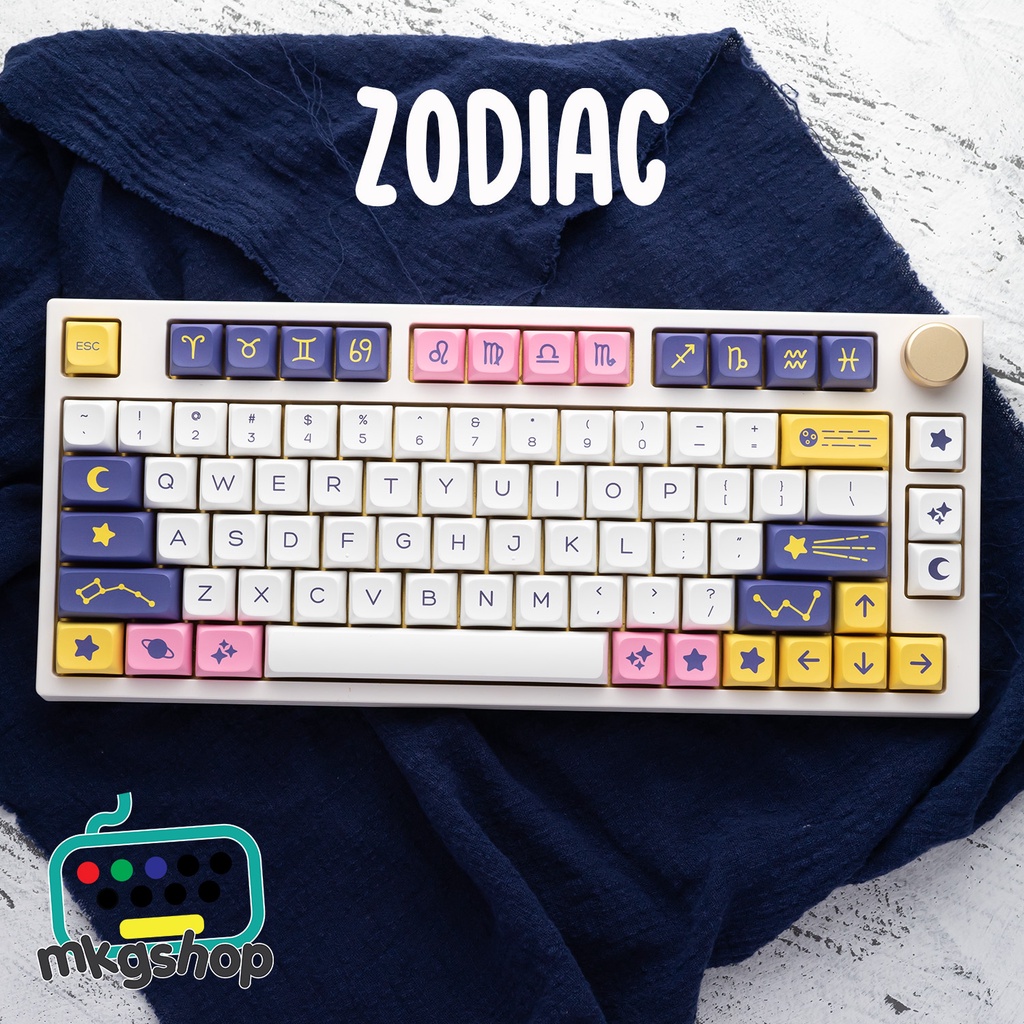 Keycap XDA Zodiac cung hoàng đạo, nhựa PBT in nhiệt dyesub, 133 nút bàn phím cơ cực đẹp, dày dặn