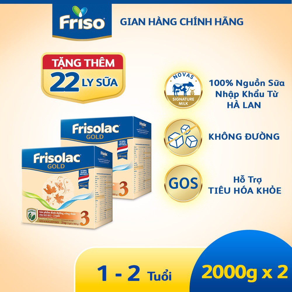 Bộ 2 Hộp Sữa Bột Friso Gold 3 Hộp Giấy 2kg x 2