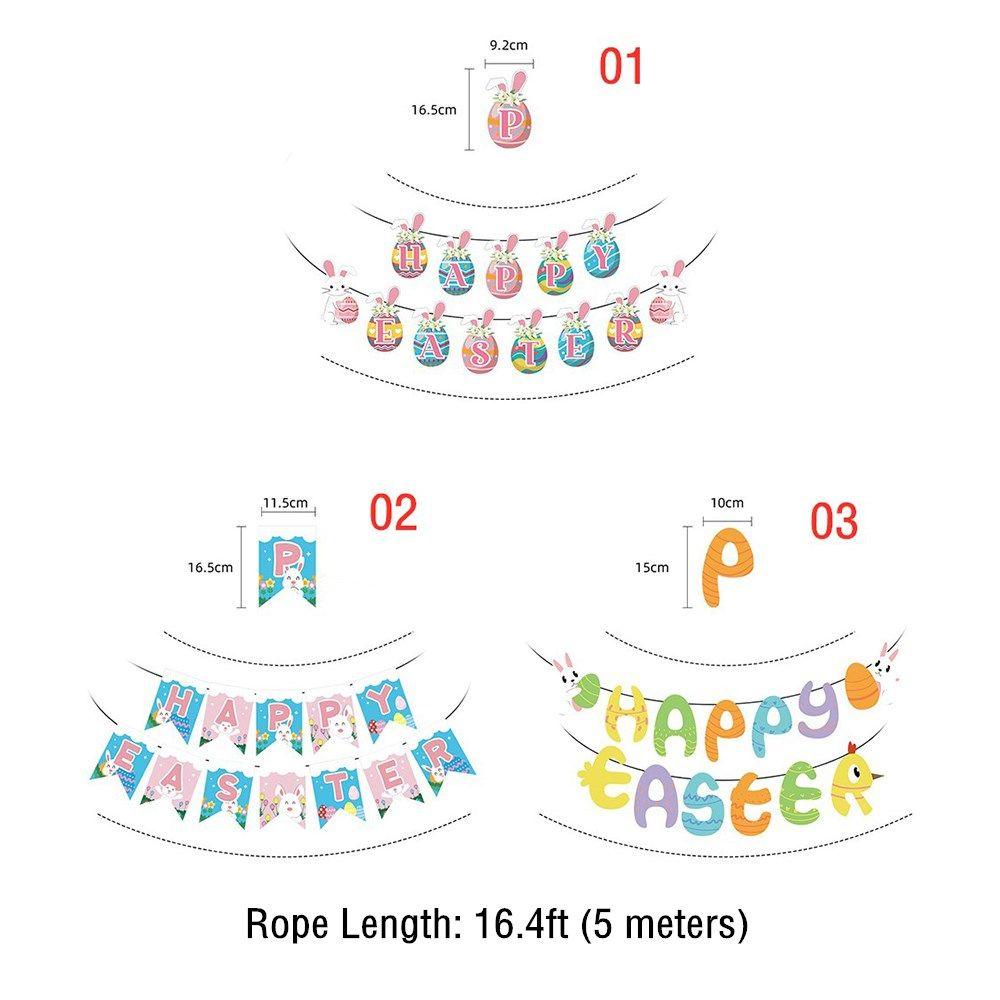 Dây Cờ Bằng Giấy Treo Trang Trí Tiệc Họa Tiết Thỏ Phục Sinh Độc Đáo