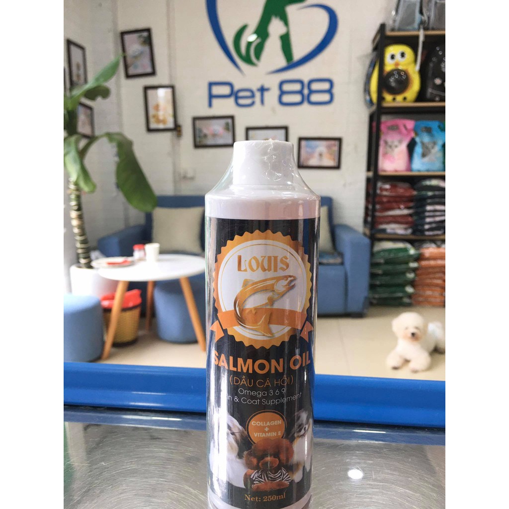 Dầu cá hồi Louis Salmon oil 250ml cho thú cưng -TẶNG CHAI SỮA TẮM LOUIS 60ML