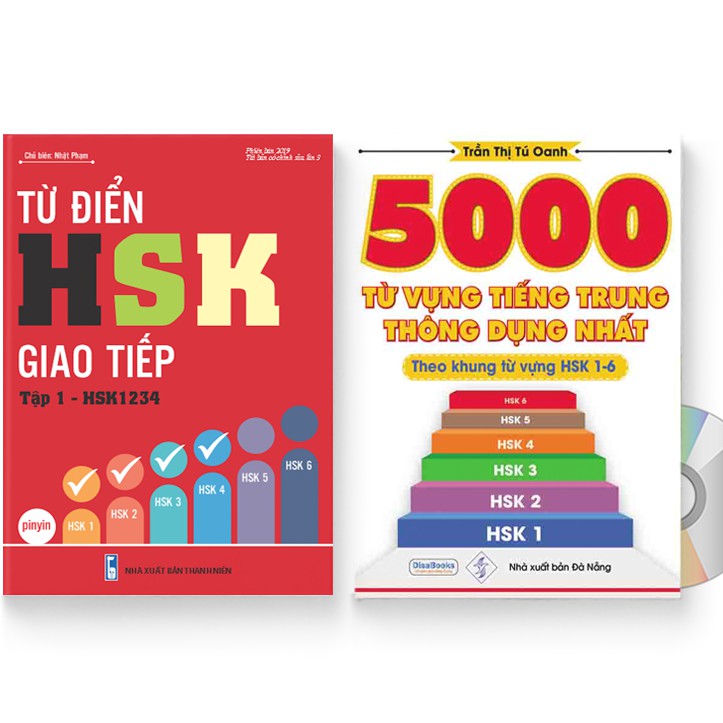 Sách - Combo: 5000 từ vựng tiếng Trung thông dụng nhất + Từ điển HSK giao tiếp HSK1234 + DVD quà tặng