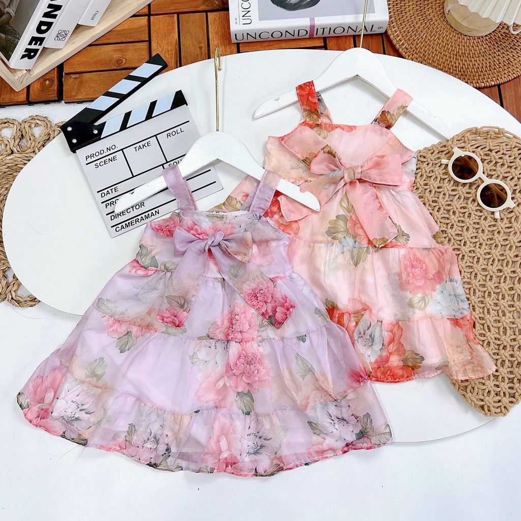 Đầm bé gái công chúa hoa xinh cho bé
