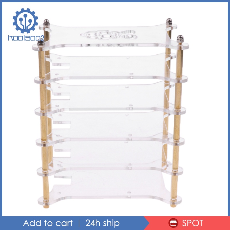 [KOOLSOO2]Clear Acrylic Cluster Case 5 Layer Shelf Stack For Raspberry Pi 3/2 B and B+