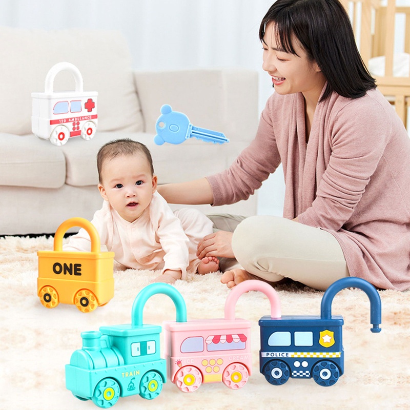 Wmmb Đồ Chơi Xe Lửa Nhận Biết Số Montessori Có Chìa Khóa Giáo Dục Kỹ Năng Động Cơ Tốt Cho Bé