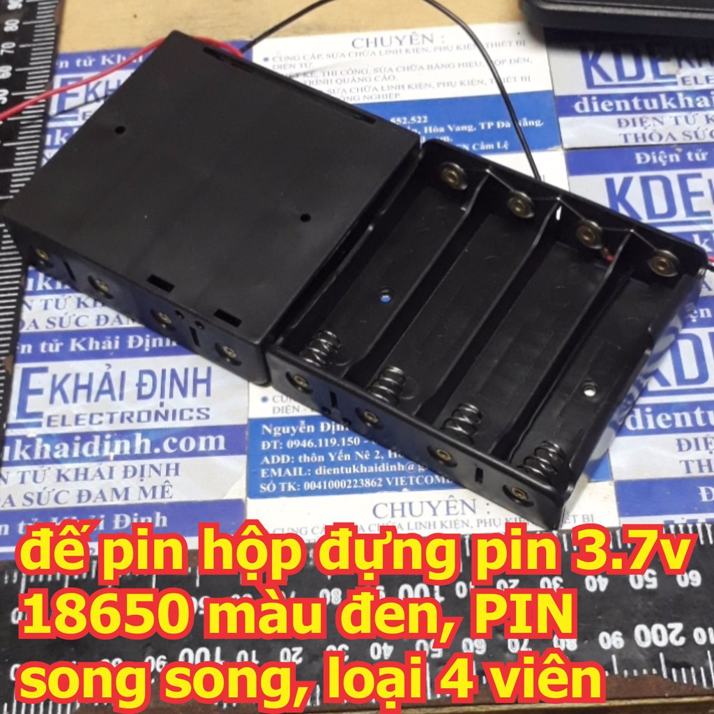 đế pin hộp đựng pin 3.7v 18650 màu đen, PIN song song, các loại 2 viên/ 3 viên/ 4 viên kde5758