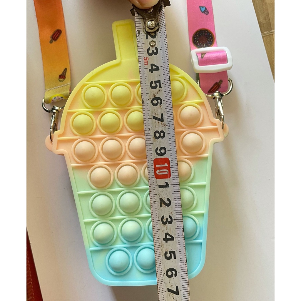Túi pop it cho bé gái giá rẻ đeo chéo giảm căng thẳng bóp bong bóng hình trà sữa dễ thương Fullbaby 028