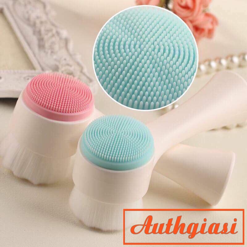 Cọ rửa mặt 2 đầu massage da mặt 1 đầu lông 1 đầu silicon | BigBuy360 - bigbuy360.vn