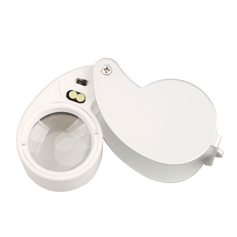 Kính lúp soi kim cương 40X 25mm tích hợp 2 đèn LED chuyên dụng cao cấp