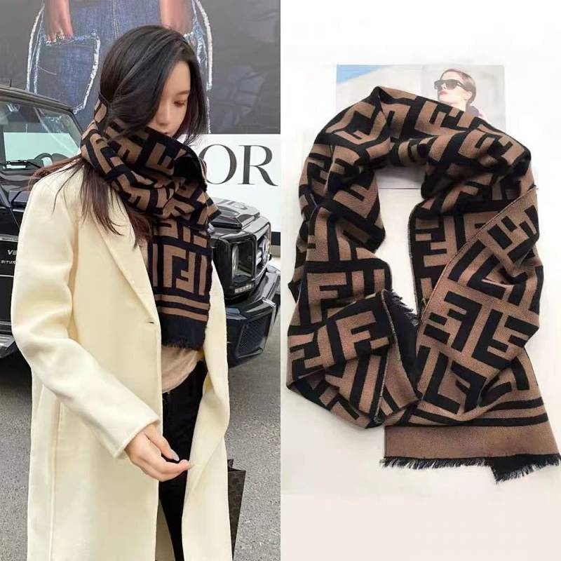 【YN-Store】Khăn choàng cổ vải cashmere hai mặt in chữ F phong cách Hàn Quốc thời trang thu đông