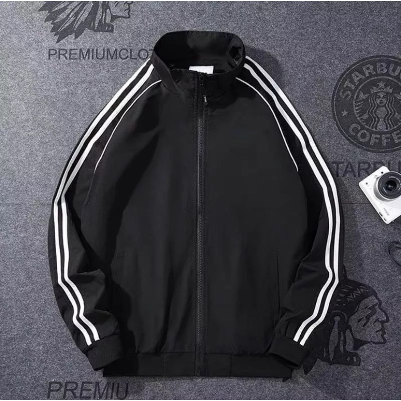 Áo Khoác Dù Nam Nữ 2 Lớp Dây Kéo Phong Cách Hàn Quốc Phối 2 Sọc Tay Áo Siêu Hót Trend 2022_AM