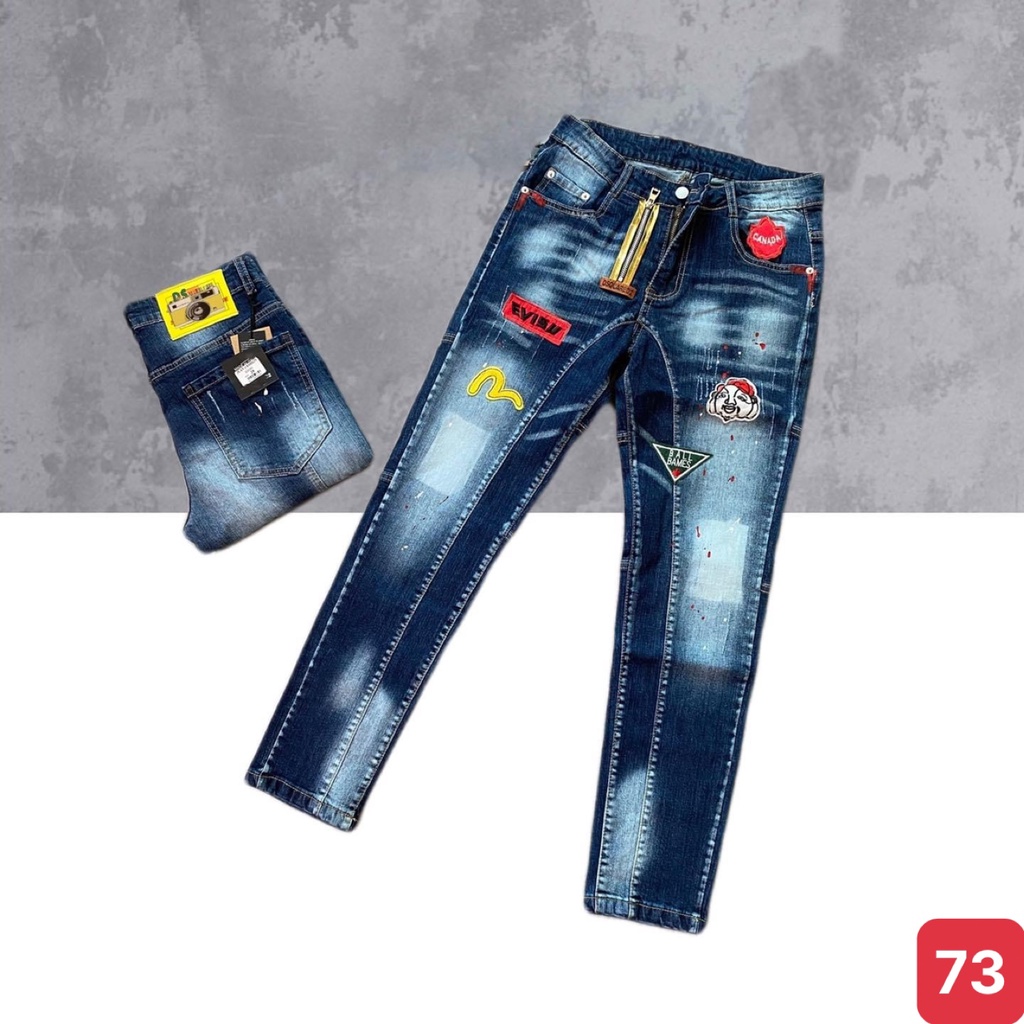 Quần jean nam rách gối kéo khóa màu xanh đậm chất jeans bò cao cấp co dãn 4 chiều rin form dáng skinny Q79 mẫu mới