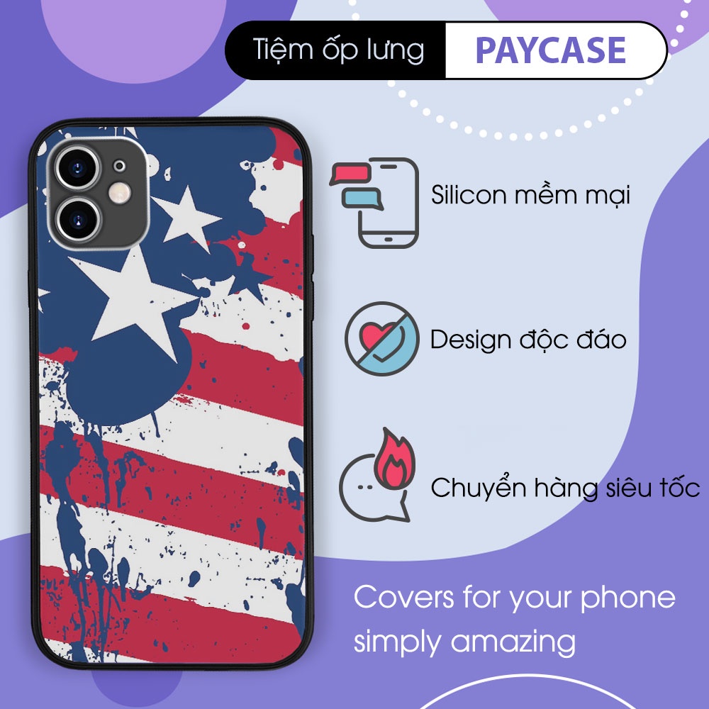 Ốp chống vỡ Drops Splash Colors America Flag PAYCASE cho Iphone 6 7 8 Plus 11 12 13 Pro Max X XS-LAK0003505