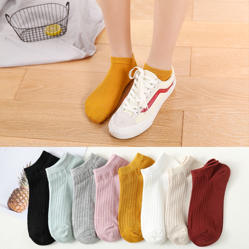 Vớ WAFNHA D109 cotton cổ thấp thoáng khí đơn giản thời trang